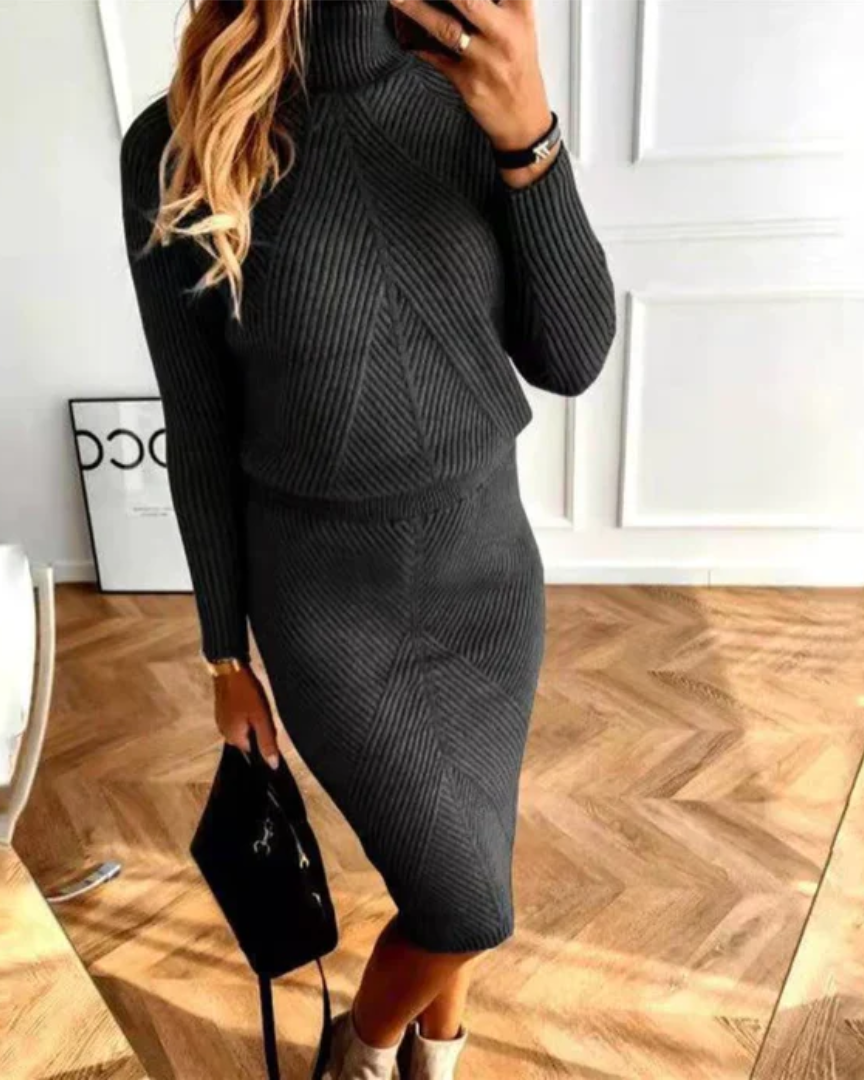 Czarna Sukienka Damska Sweterkowa – Elegancki Golf i Przytulny Komfort na Co Dzień 0