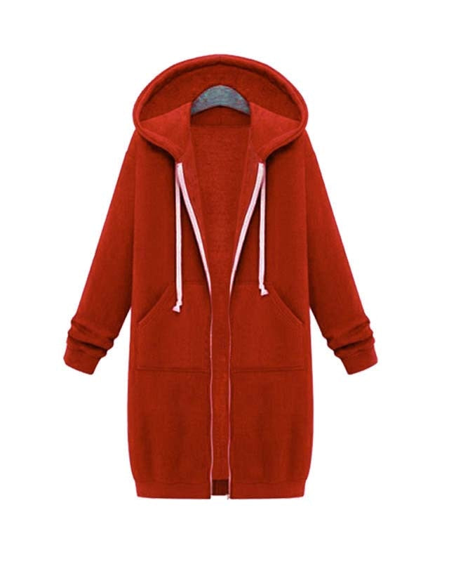 Damska Długa Bluza z Kapturem – Wygodny Zamek i Komfort na Zimowe Dni 11