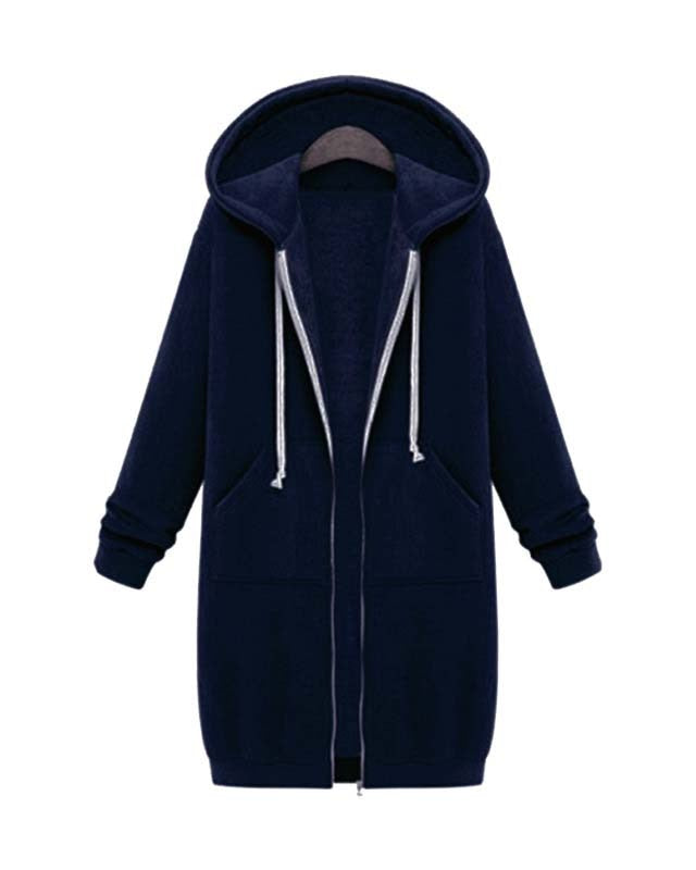 Damska Długa Bluza z Kapturem – Wygodny Zamek i Komfort na Zimowe Dni 12