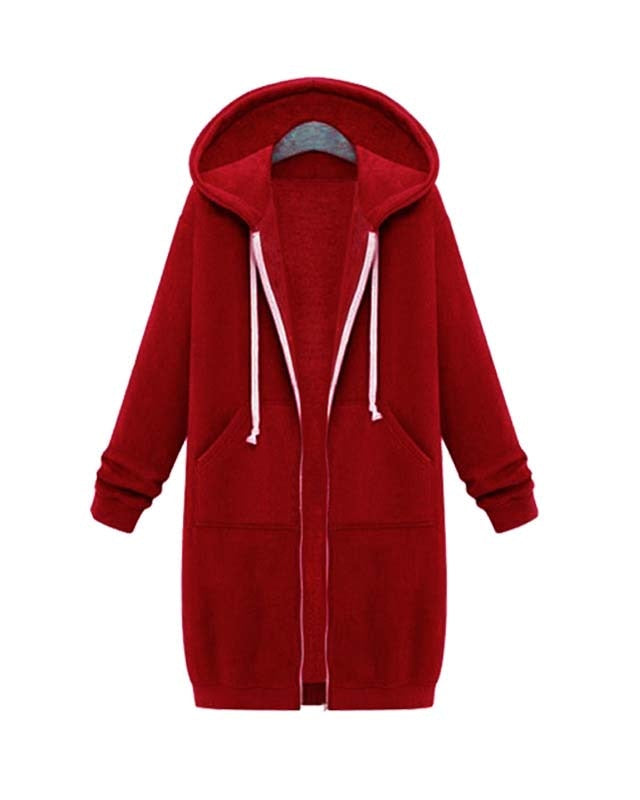 Damska Długa Bluza z Kapturem – Wygodny Zamek i Komfort na Zimowe Dni 13