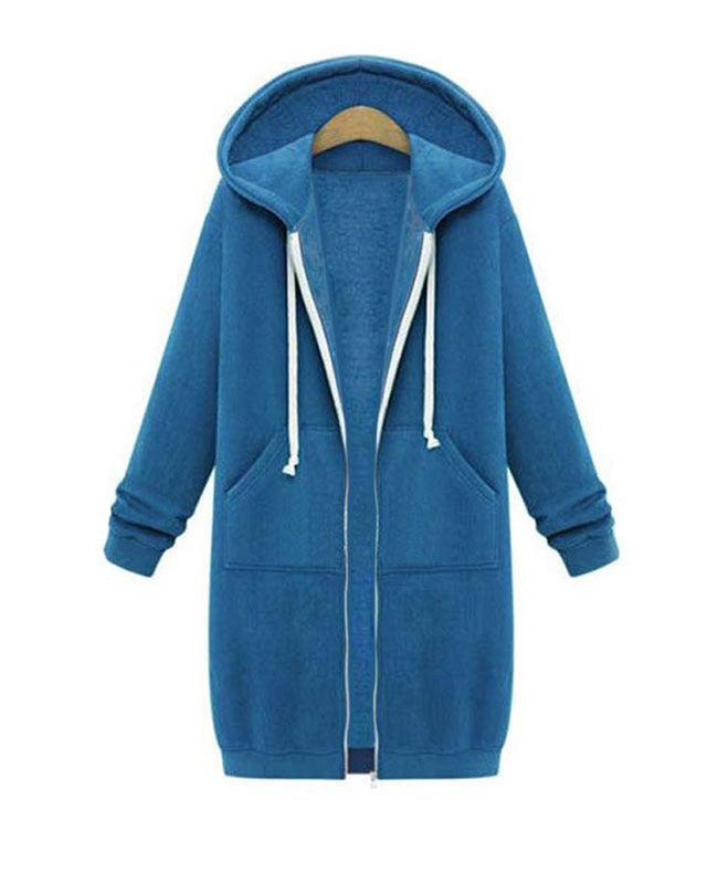 Damska Długa Bluza z Kapturem – Wygodny Zamek i Komfort na Zimowe Dni 3