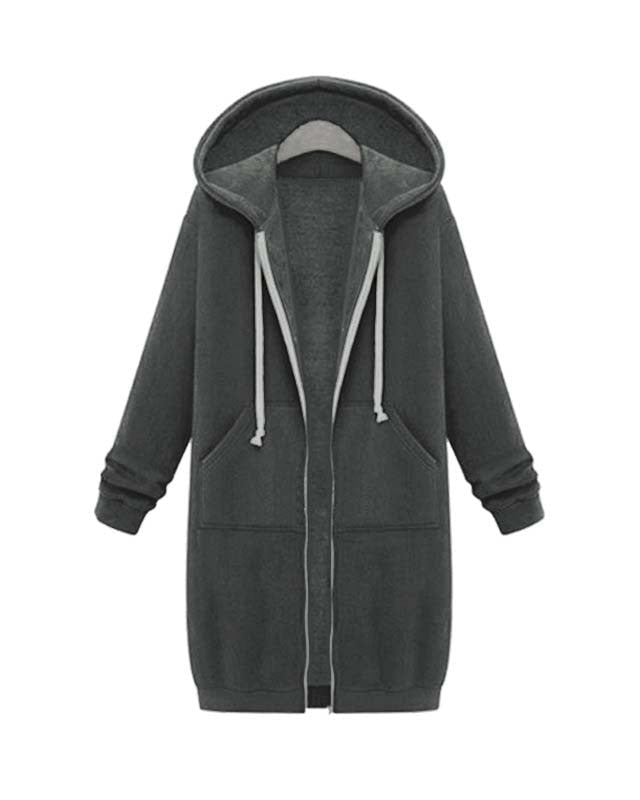 Damska Długa Bluza z Kapturem – Wygodny Zamek i Komfort na Zimowe Dni 6