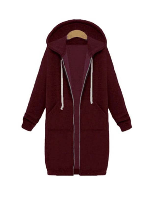 Damska Długa Bluza z Kapturem – Wygodny Zamek i Komfort na Zimowe Dni 9