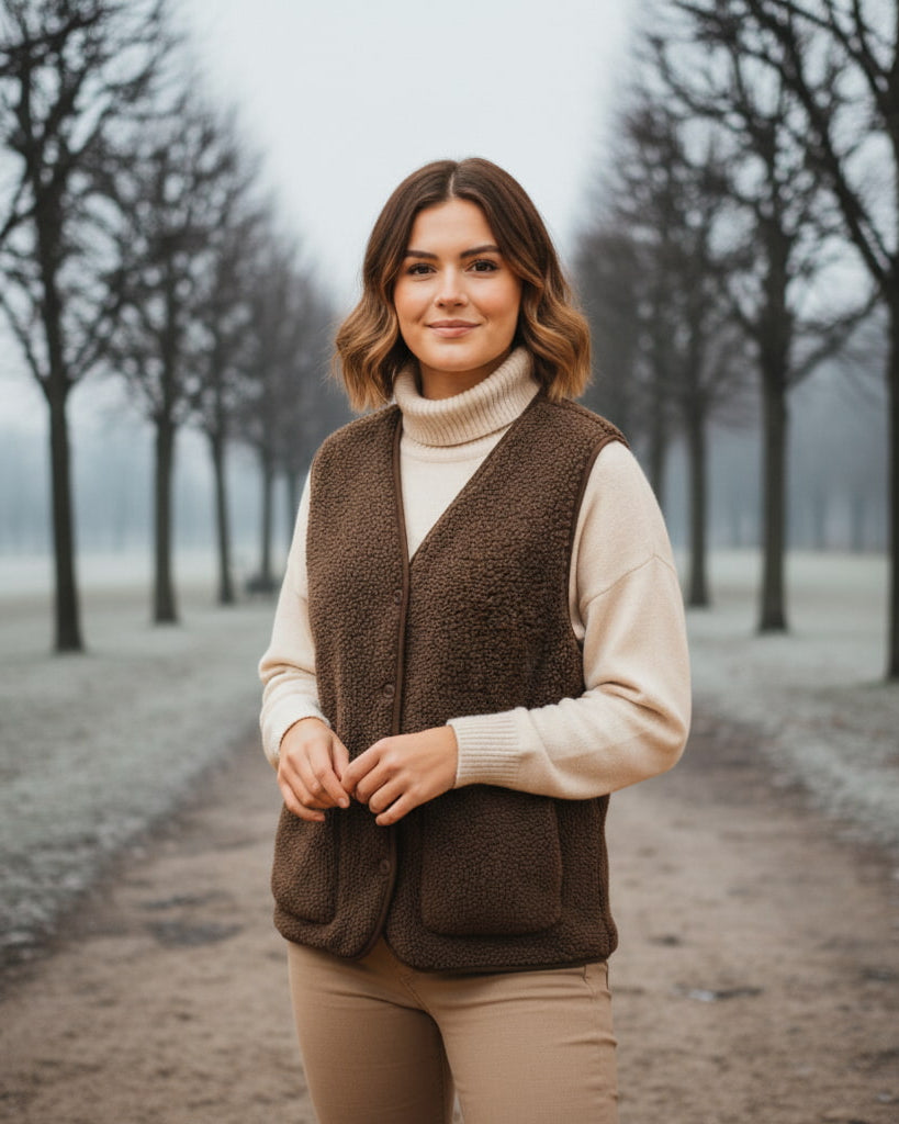 Damska Kamizelka Pluszowa – Elegancki Krój z Guzikami na Każdą Okazję 5