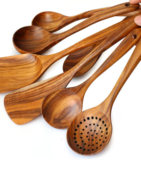 Kucharze Amatorzy Zestaw Przyborów Kuchennych – Trwałe Drewno Teakowe dla Bezpiecznego Gotowania 0