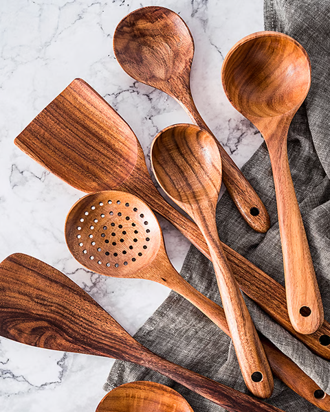 Kucharze Amatorzy Zestaw Przyborów Kuchennych – Trwałe Drewno Teakowe dla Bezpiecznego Gotowania 1