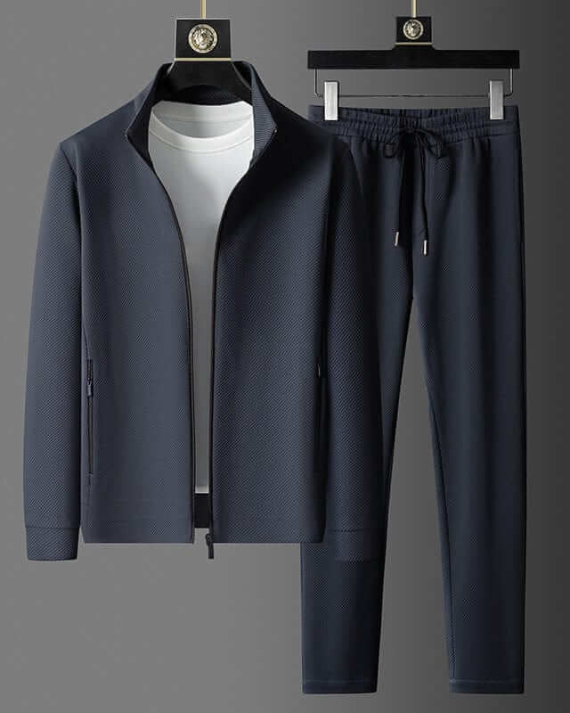 Męski Zestaw Sportowy – Teksturowana Kurtka i Spodnie dla Komfortu i Stylowego Relaksu 1