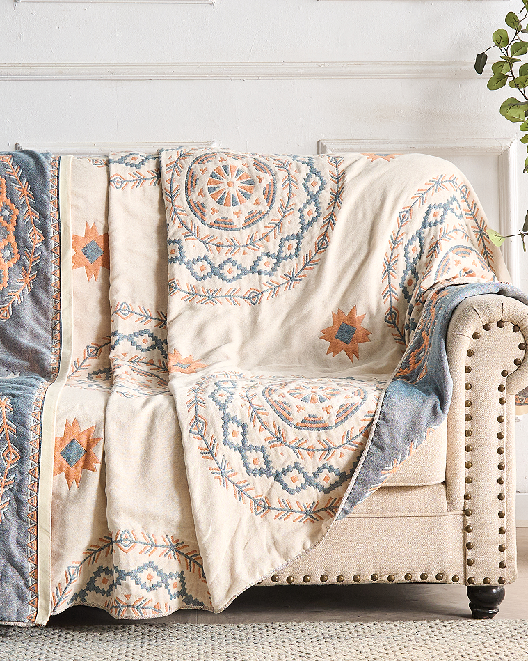 Miłośnicy Stylu Boho Dwustronny Kocyk – Artystyczny Wzór Mandali dla Komfortu i Dekoracji 2