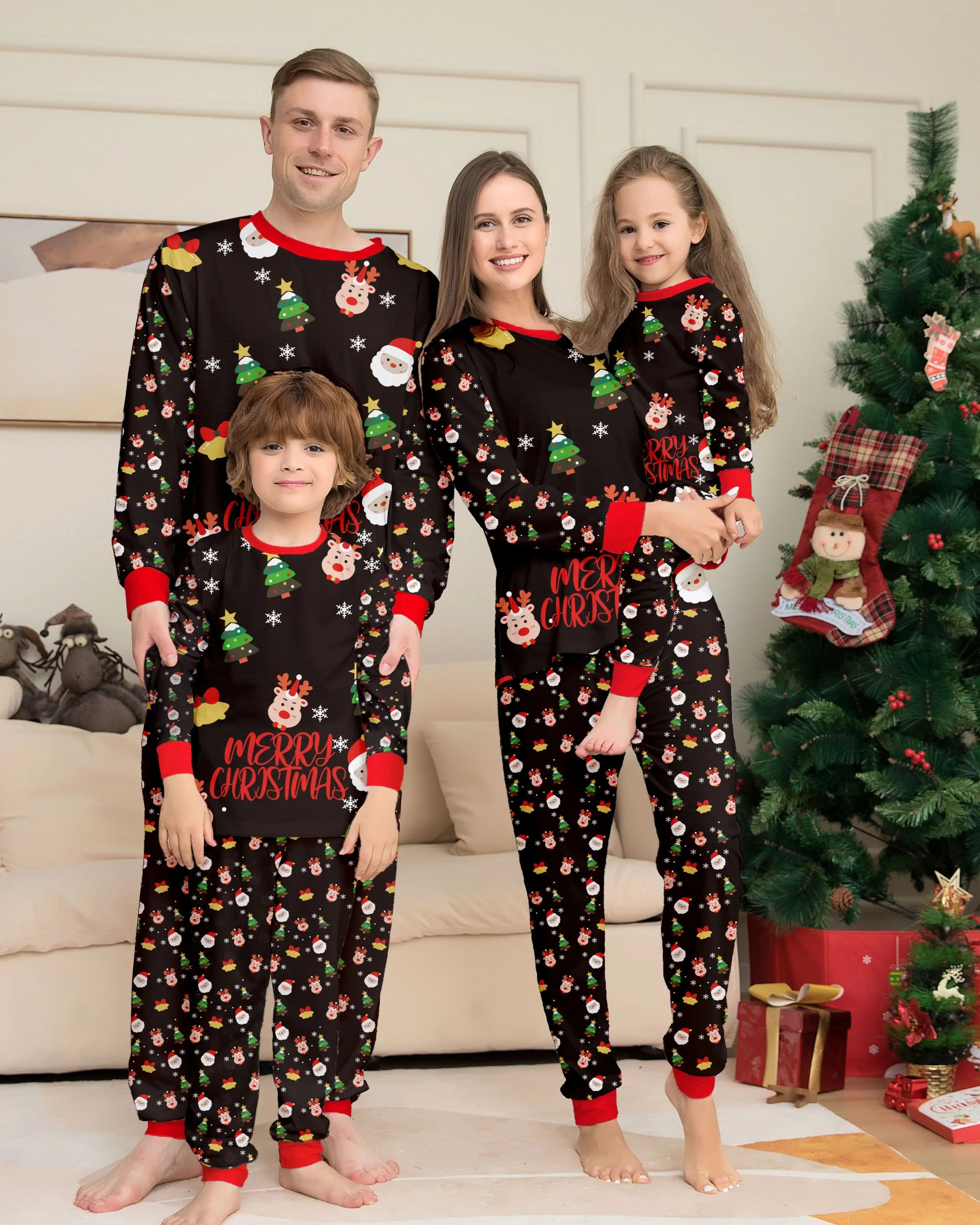 Rodzinne Piżamy Unisex – Komfortowe z Geripowanymi Mankietami na Święta 0