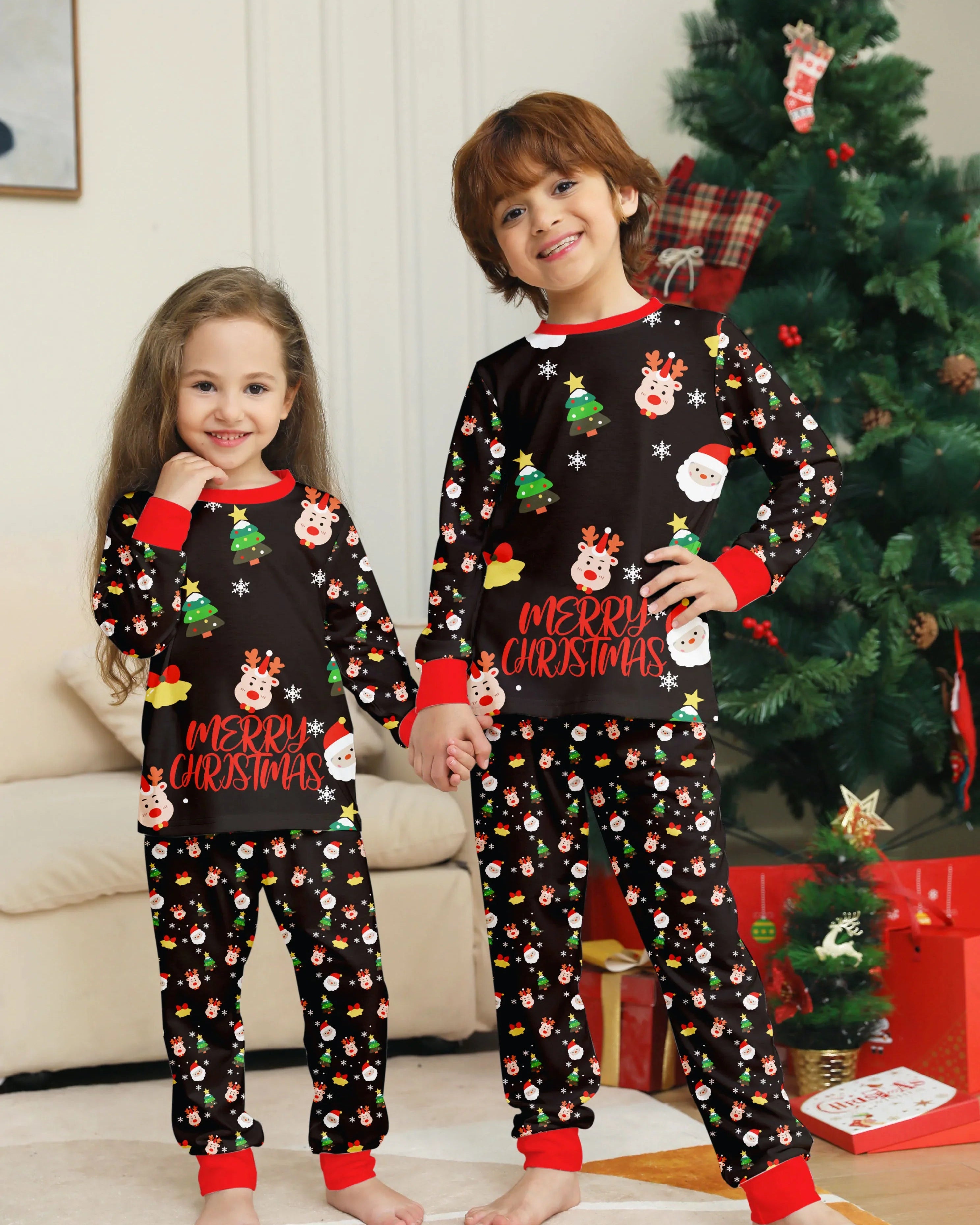 Rodzinne Piżamy Unisex – Komfortowe z Geripowanymi Mankietami na Święta 1