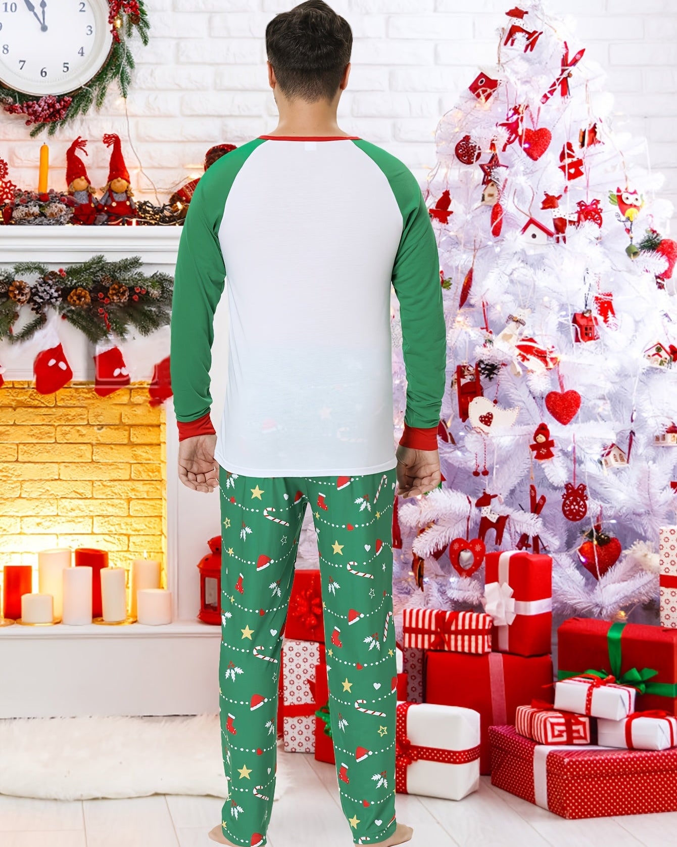 Rodzinny Zestaw Piżam Unisex – Wygodny Nadruk Choinki dla Świątecznego Relaksu 1