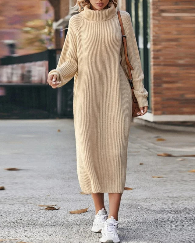 Sukienka Damska Swetrowa – Elegancki Golf i Luźny Krój na Chłodniejsze Dni 0