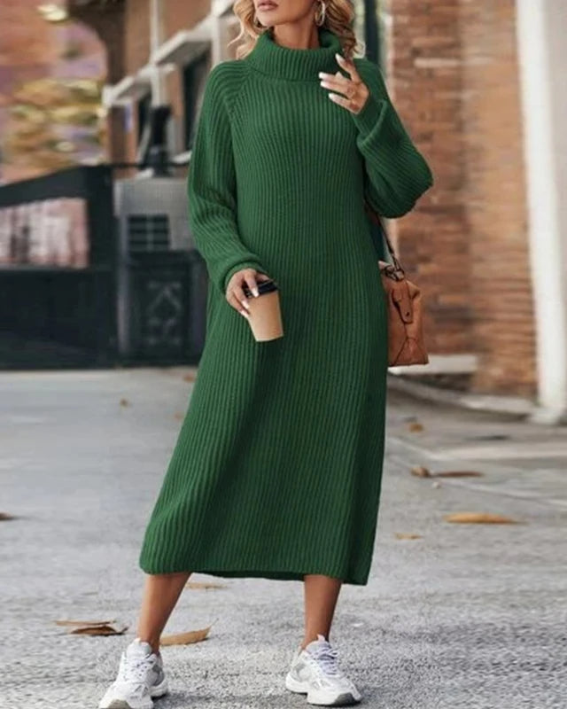 Sukienka Damska Swetrowa – Elegancki Golf i Luźny Krój na Chłodniejsze Dni 4