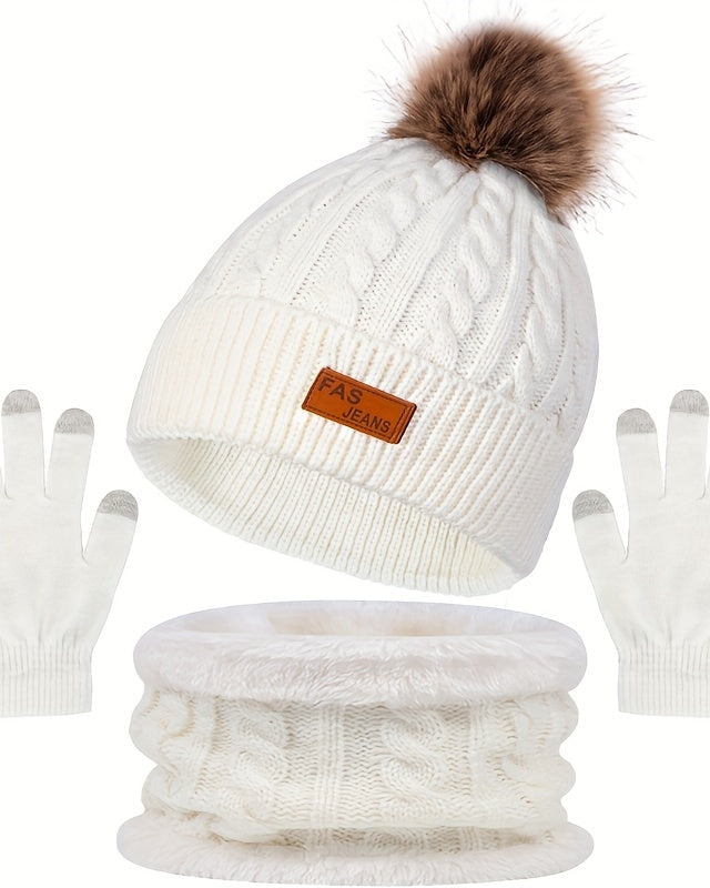 Zimowy Zestaw Akcesoriów dla Kobiet – Ciepły Kompletny Zestaw z Czapką, Szalikiem i Rękawiczkami na Chłodne Dni 0