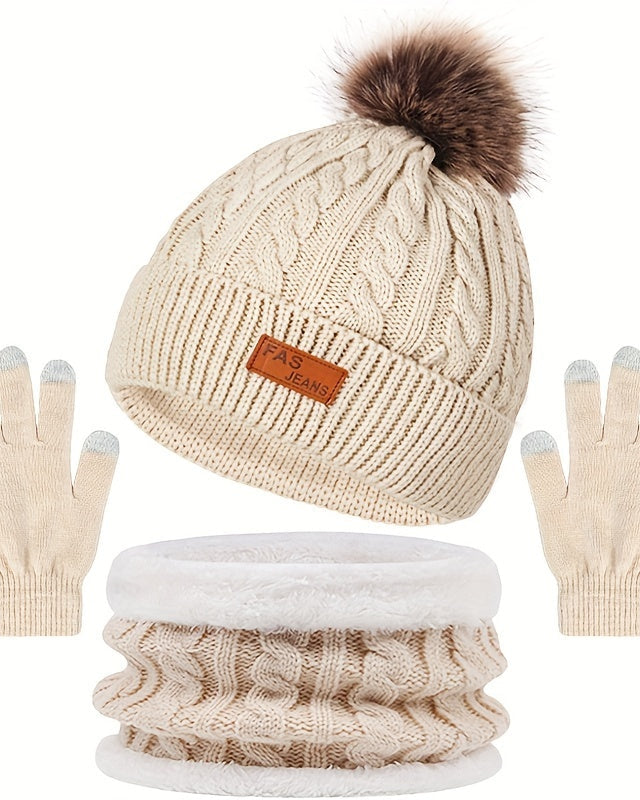 Zimowy Zestaw Akcesoriów dla Kobiet – Ciepły Kompletny Zestaw z Czapką, Szalikiem i Rękawiczkami na Chłodne Dni 1