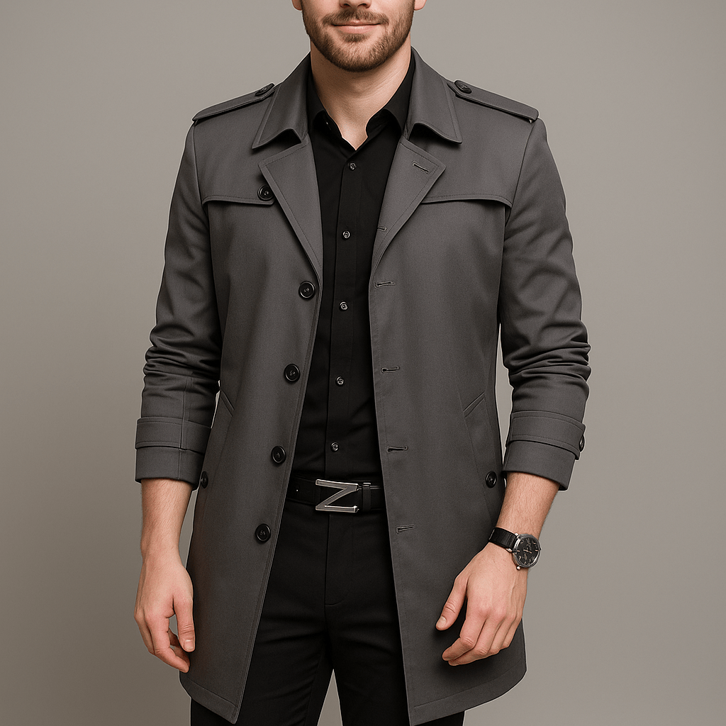 Męski Płaszcz Przejściowy - Slim Fit, Jednorzędowy