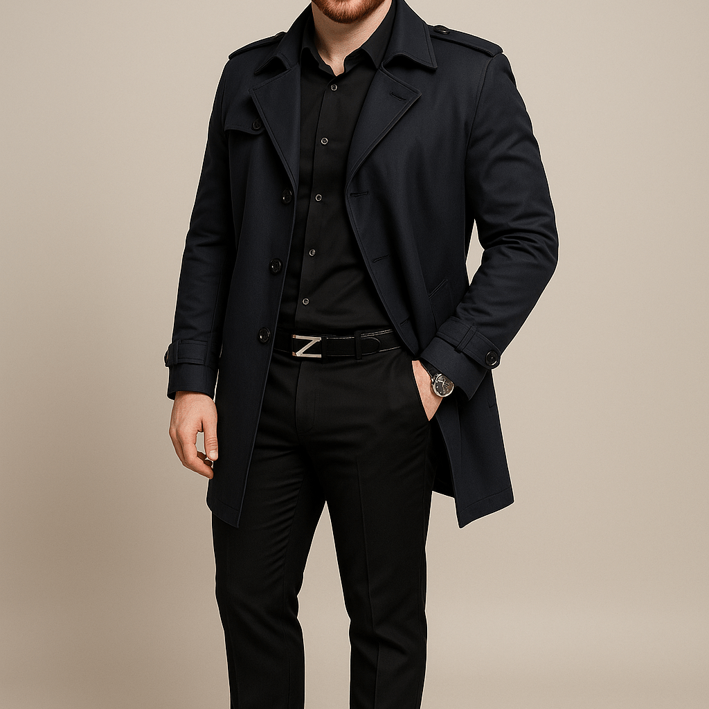 Męski Płaszcz Przejściowy - Slim Fit, Jednorzędowy