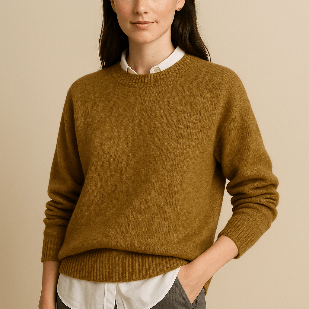 Damski Sweter Luźny - Okrągły Dekolt z Dzianiny