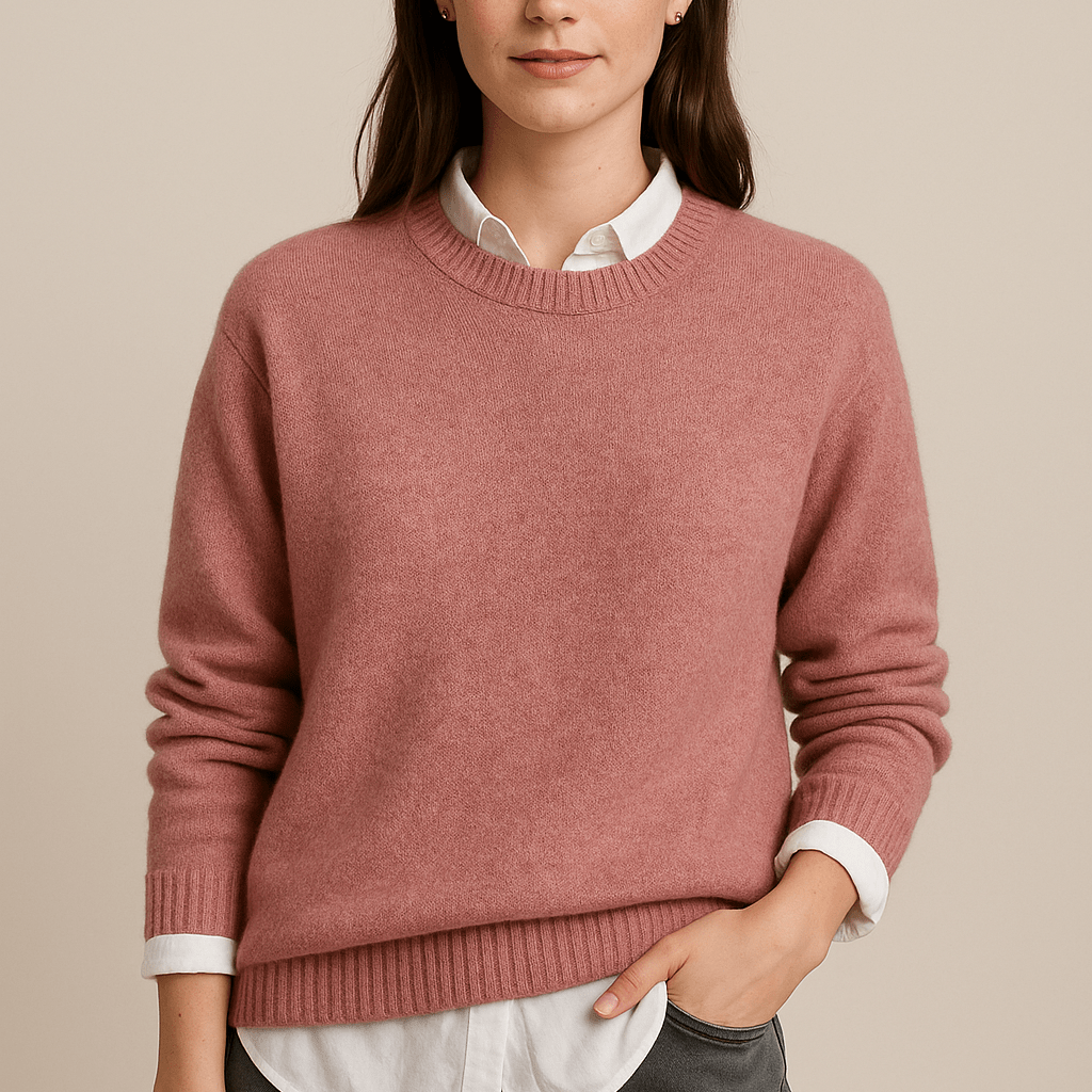 Damski Sweter Luźny - Okrągły Dekolt z Dzianiny