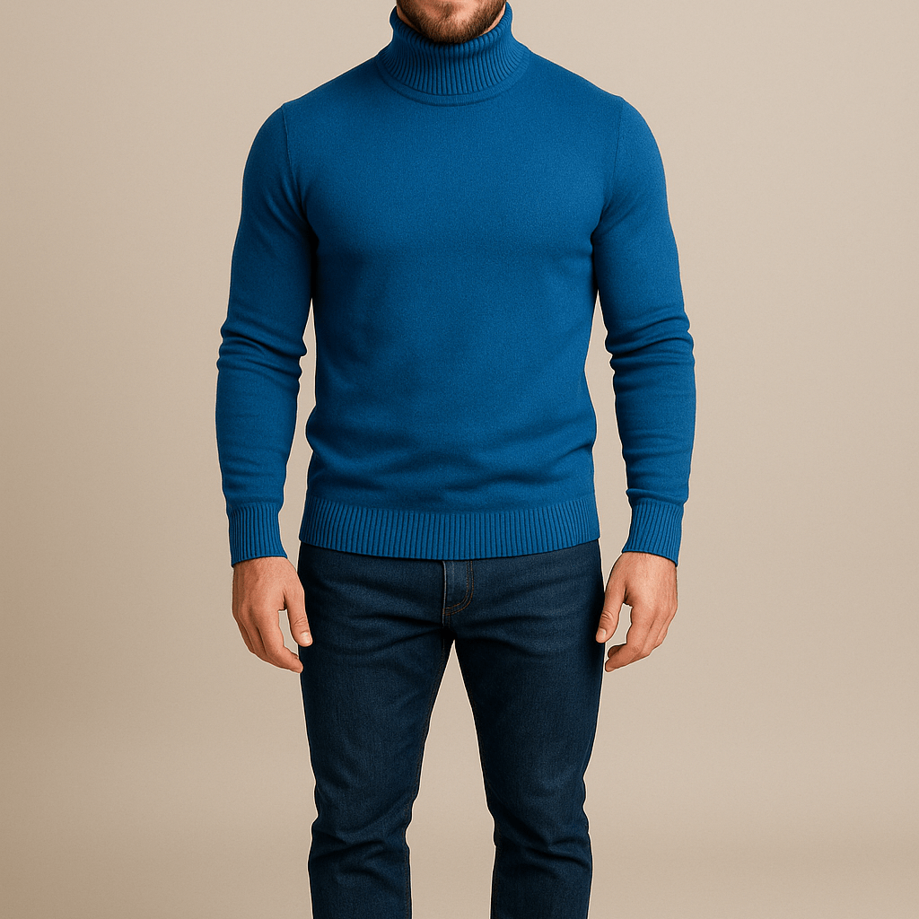 Męski Sweter Golf - Dopasowany Krój, Dzianinowy