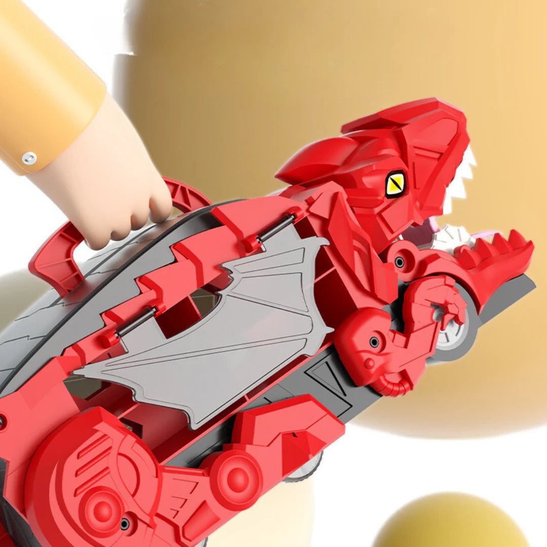 Dzieci Zestaw Zabawki – Ciężarówka z Dinozaurem 2 w 1 z Torami Wyścigowymi 3