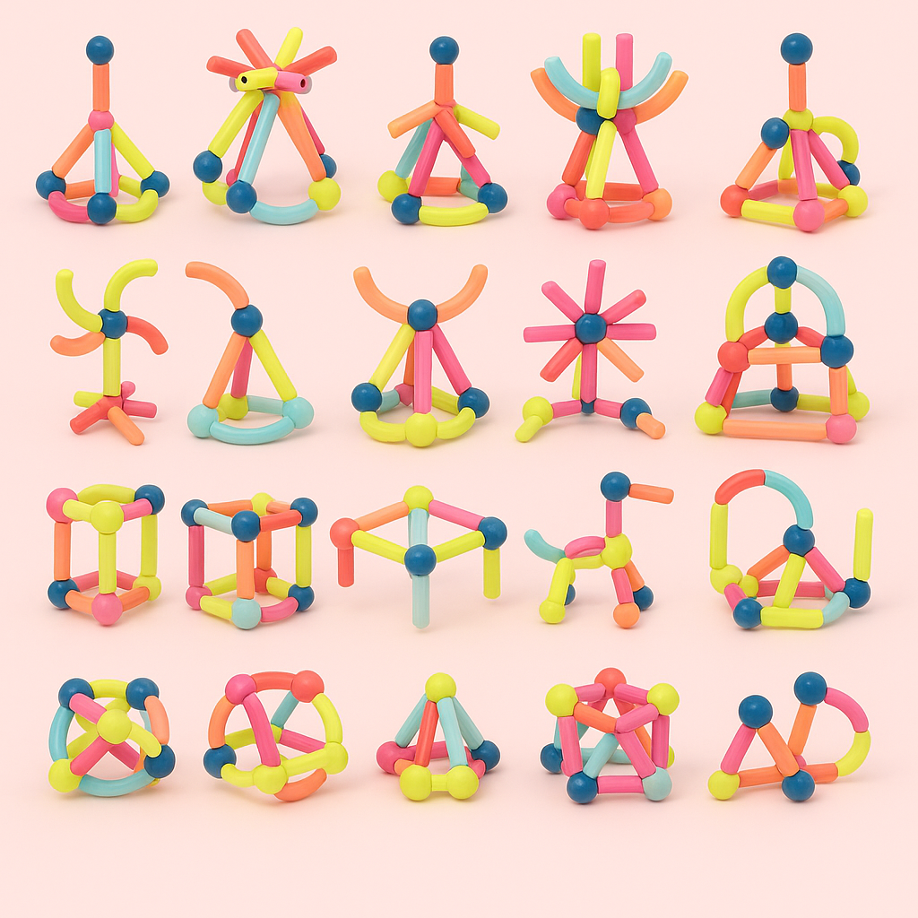 Dzieci Zestaw do Budowania Magnesów – Kreatywna Edukacyjna Gra 3D dla Małych Architektów 2