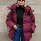 Kobiety Kurtka Puchowa Oversize – Modny Krótki Fason z Kapturem i Ciepłem 3