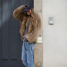 Kobiety Kurtka Puchowa – Miękka Brązowa Oversize dla Komfortu i Stylu 0