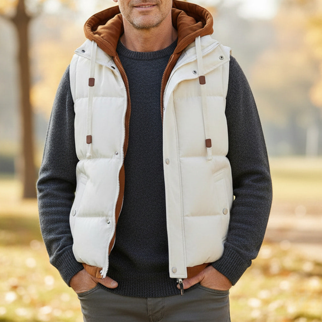 Męska Kamizelka Puchowa z Kapturem – Wodoodporna i Ciepła na Każdą Pogodę 1