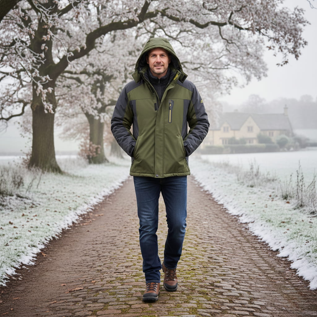 Męska Kurtka Zimowa – Wodoodporna z Kapturem i Wiele Kieszeni na Przygody w Zimowych Warunkach 1