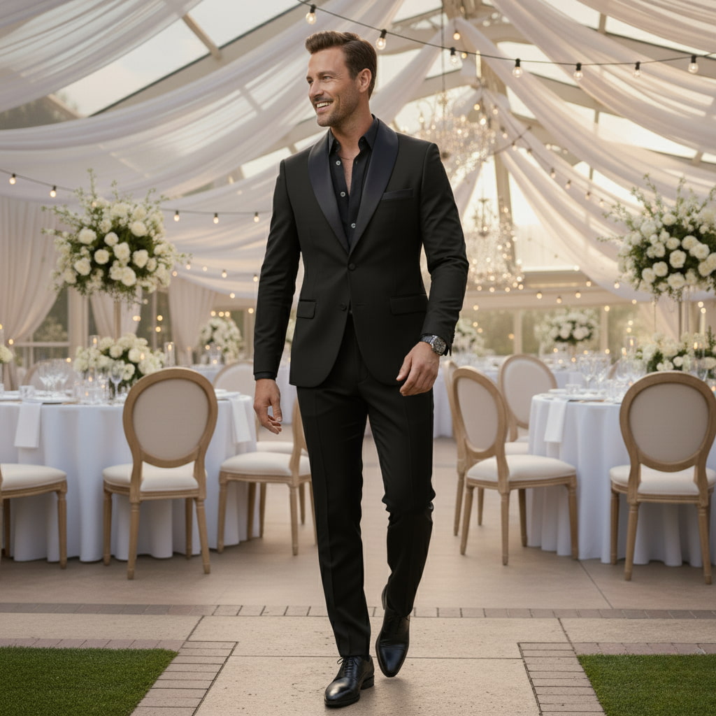 Męski Garnitur Slim Fit – Elegancka Jednorzędowa Marynarka Idealna na Specjalne Okazje 7