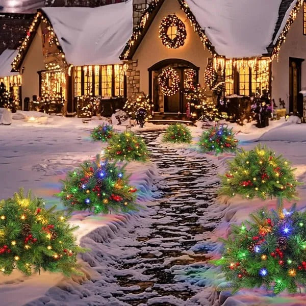 Miłośnicy Świąt Wypełniacz do Doniczek – Elegancka Kompozycja z Oświetleniem LED 3