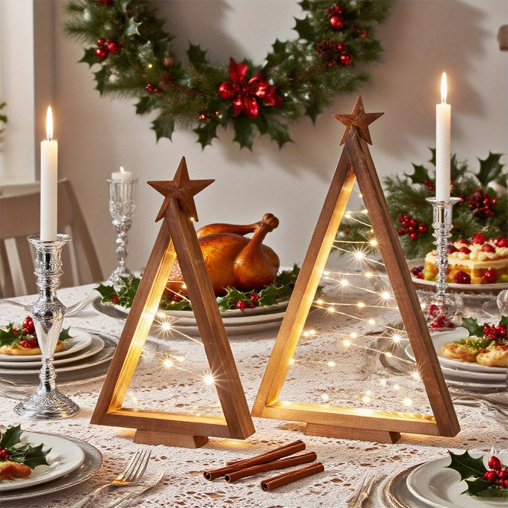 Minimalistyczna Choinka LED – Elegancka Ozdoba Świąteczna na Stół z Ciepłym Światłem 0