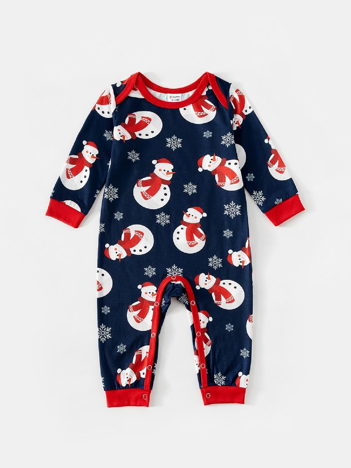 Rodzinna Piżama Świąteczna Unisex – Uroczy Nadruk Bałwana dla Komfortu w Zimowe Wieczory 1