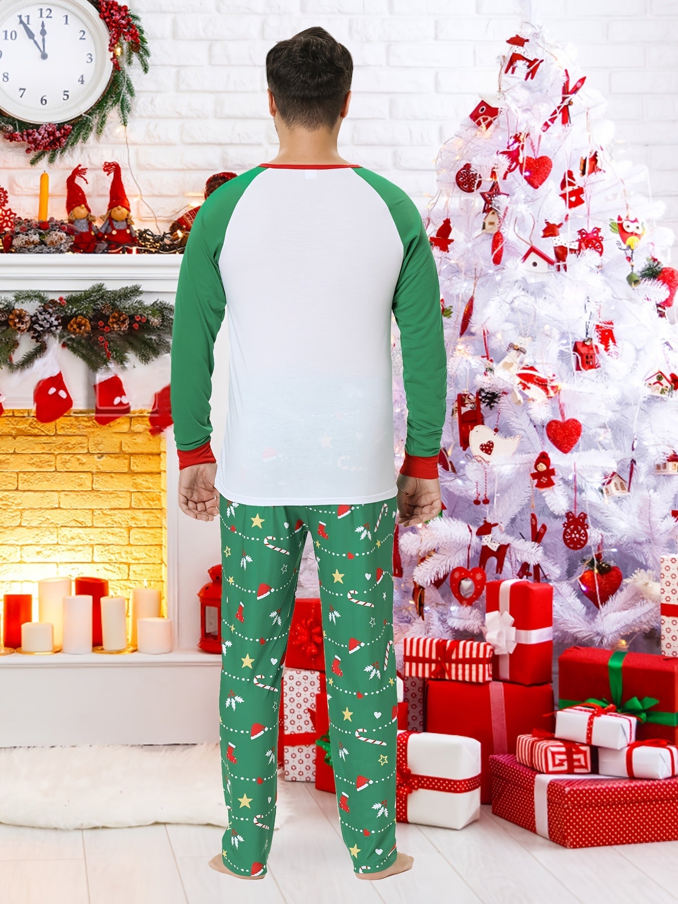 Rodzinny Zestaw Piżam Unisex – Wygodny Nadruk Choinki dla Świątecznego Relaksu 1