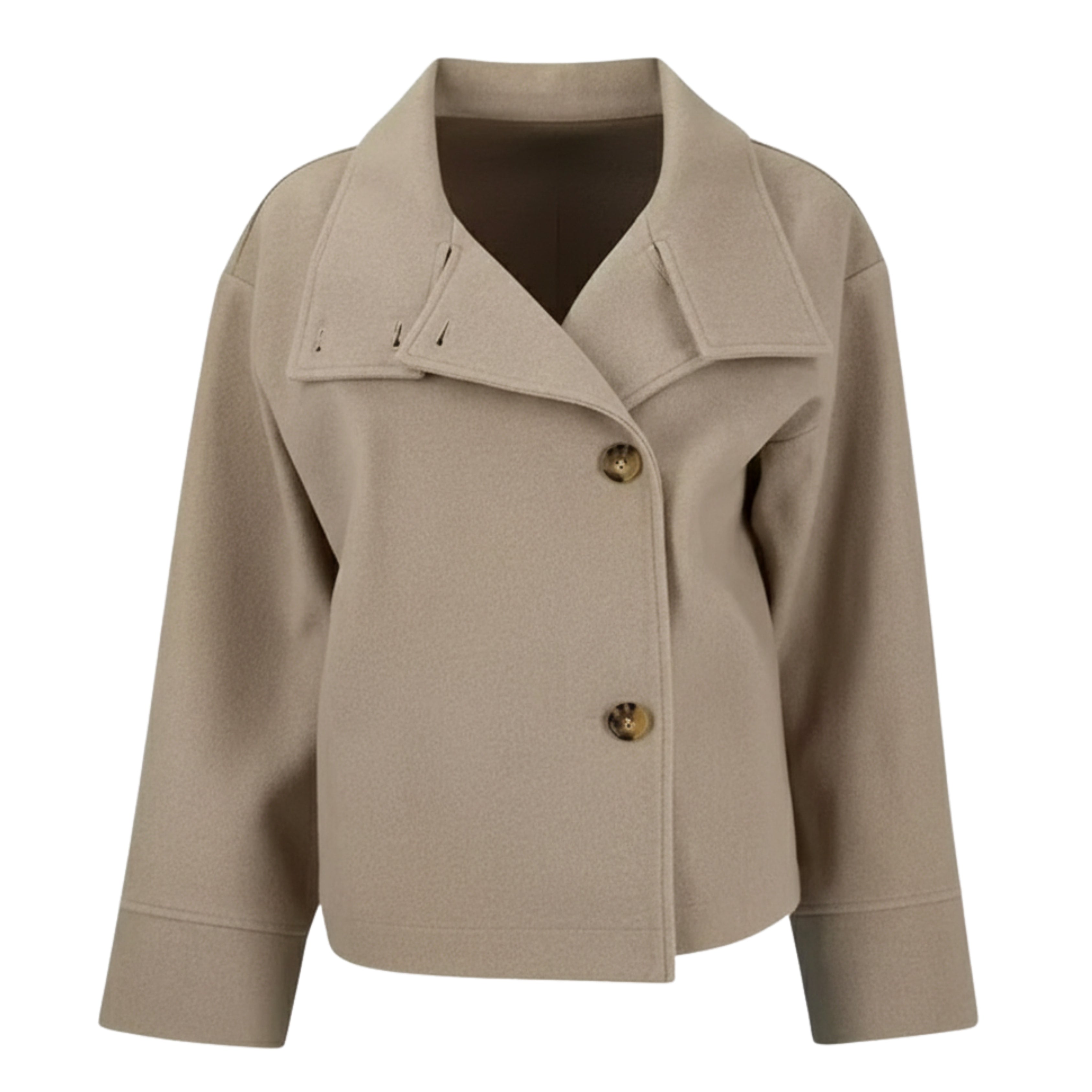 Damska Krótka Kurtka Przejściowa - Fason Oversize i Wysoki Kołnierz